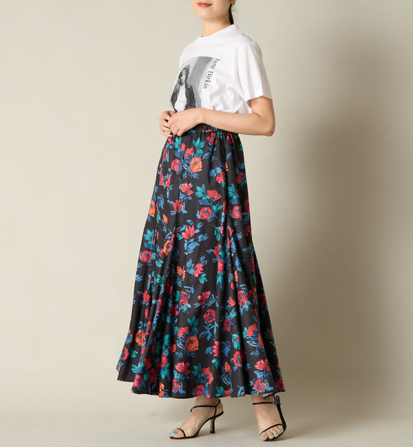 Liesse「フラワープリントフレアスカート」|スカート|