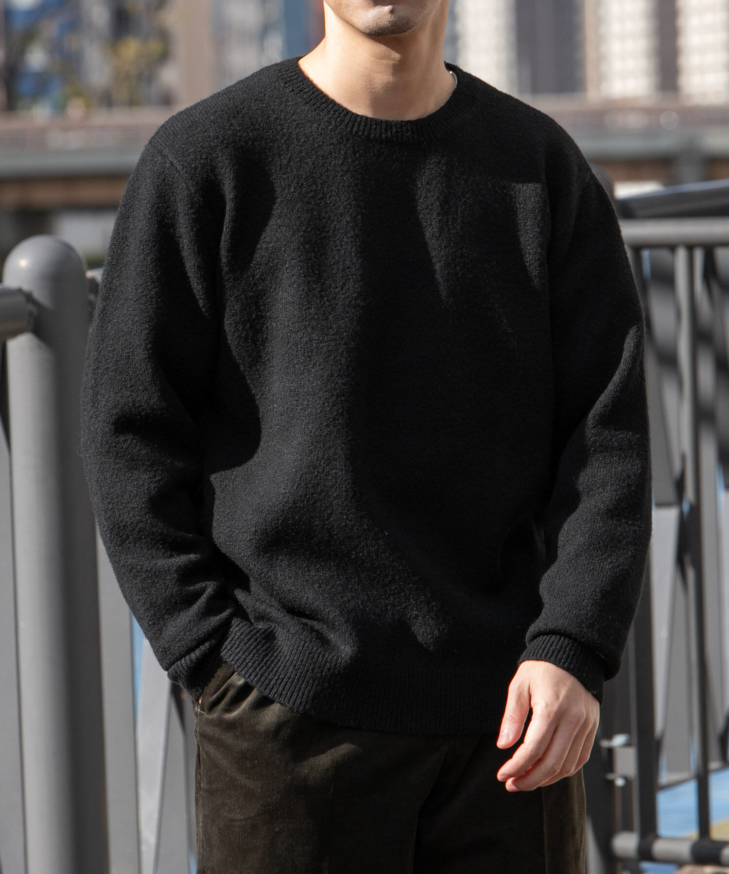 URBAN RESEARCH ROSSO「ブークレストレッチクルーニット」|ニット・セーター|ブラック