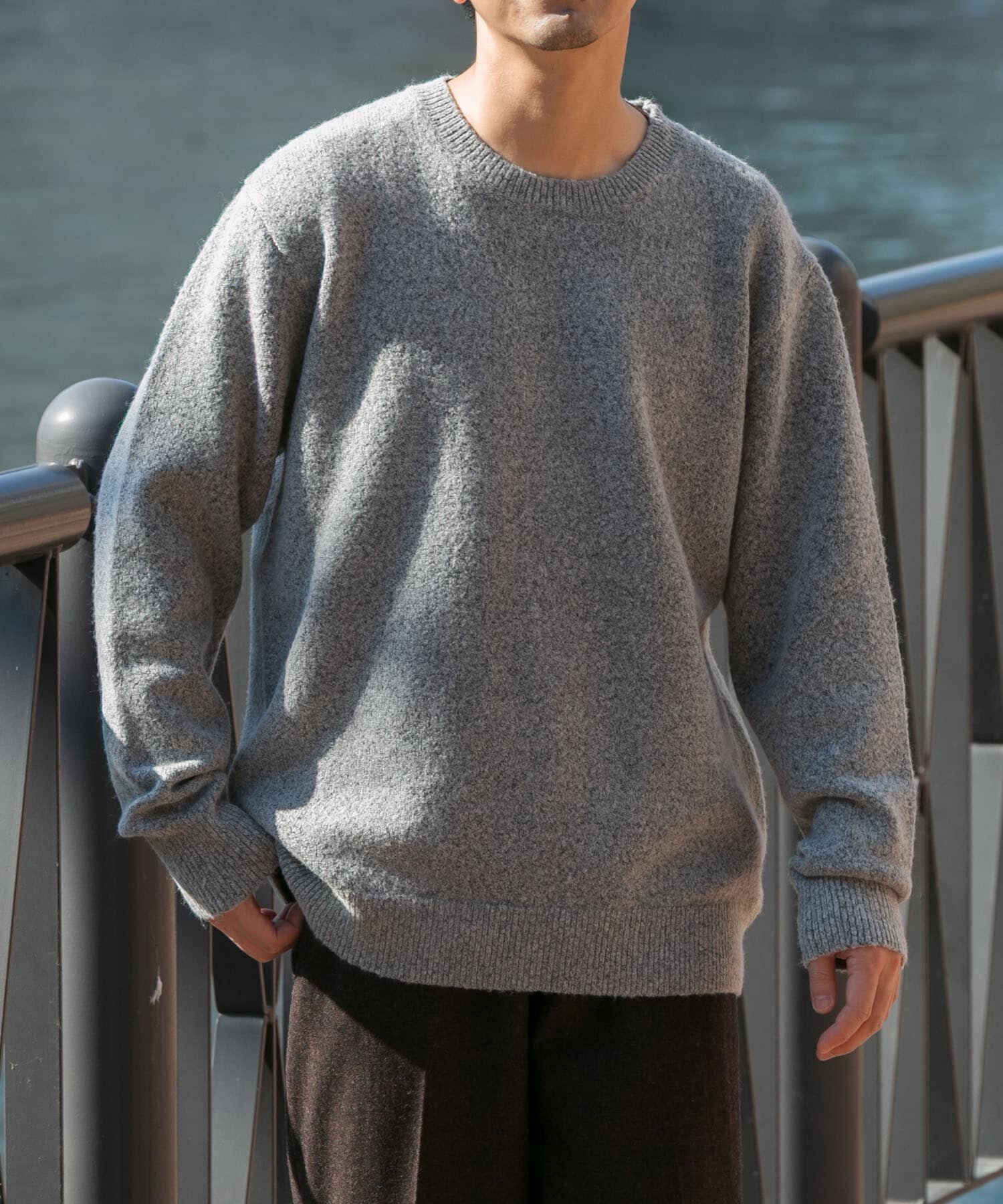 URBAN RESEARCH ROSSO「ブークレストレッチクルーニット」|ニット・セーター|グレー