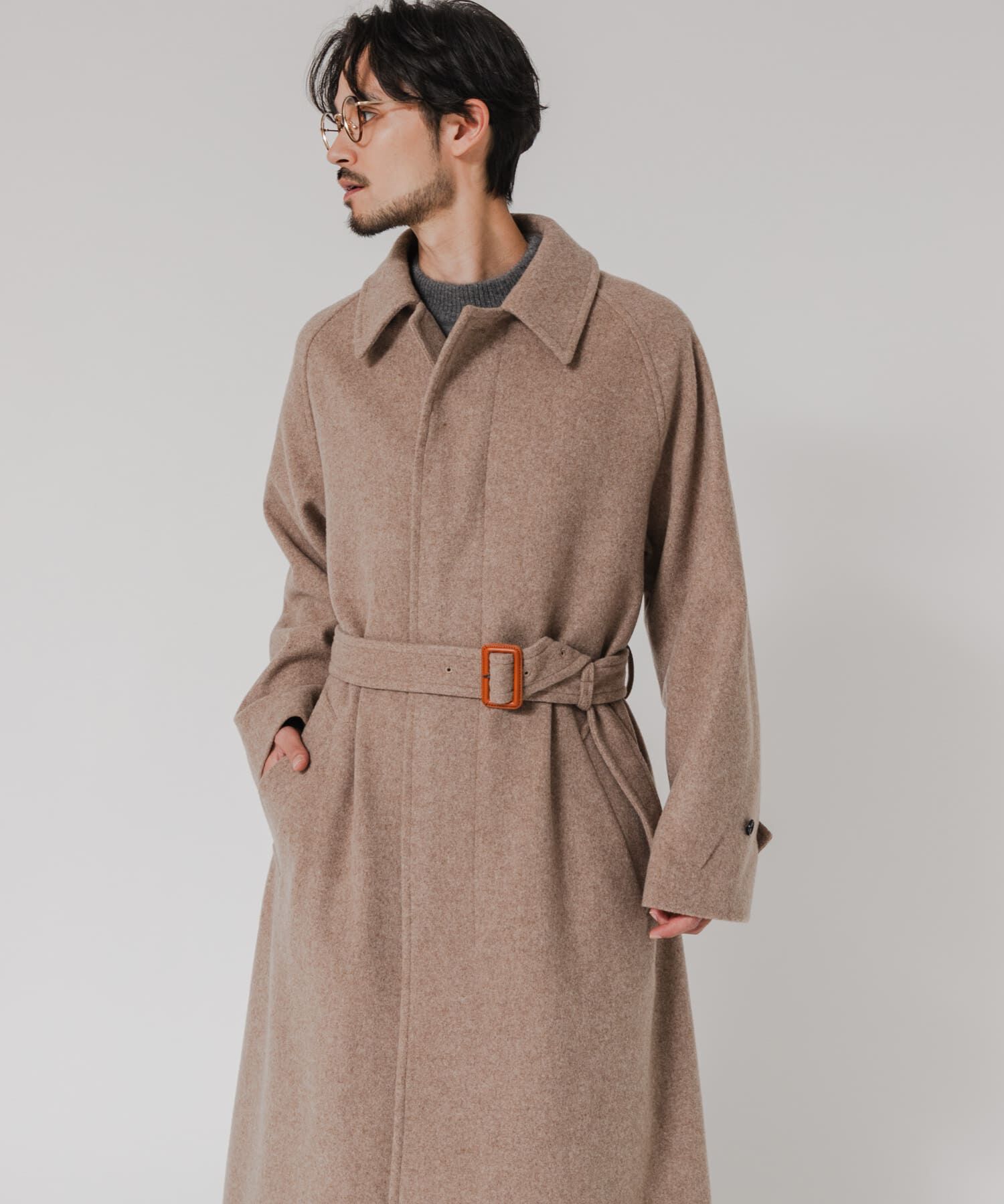 URBAN RESEARCH「WOOL BEAVER BELTED COAT」|ステンカラーコート|