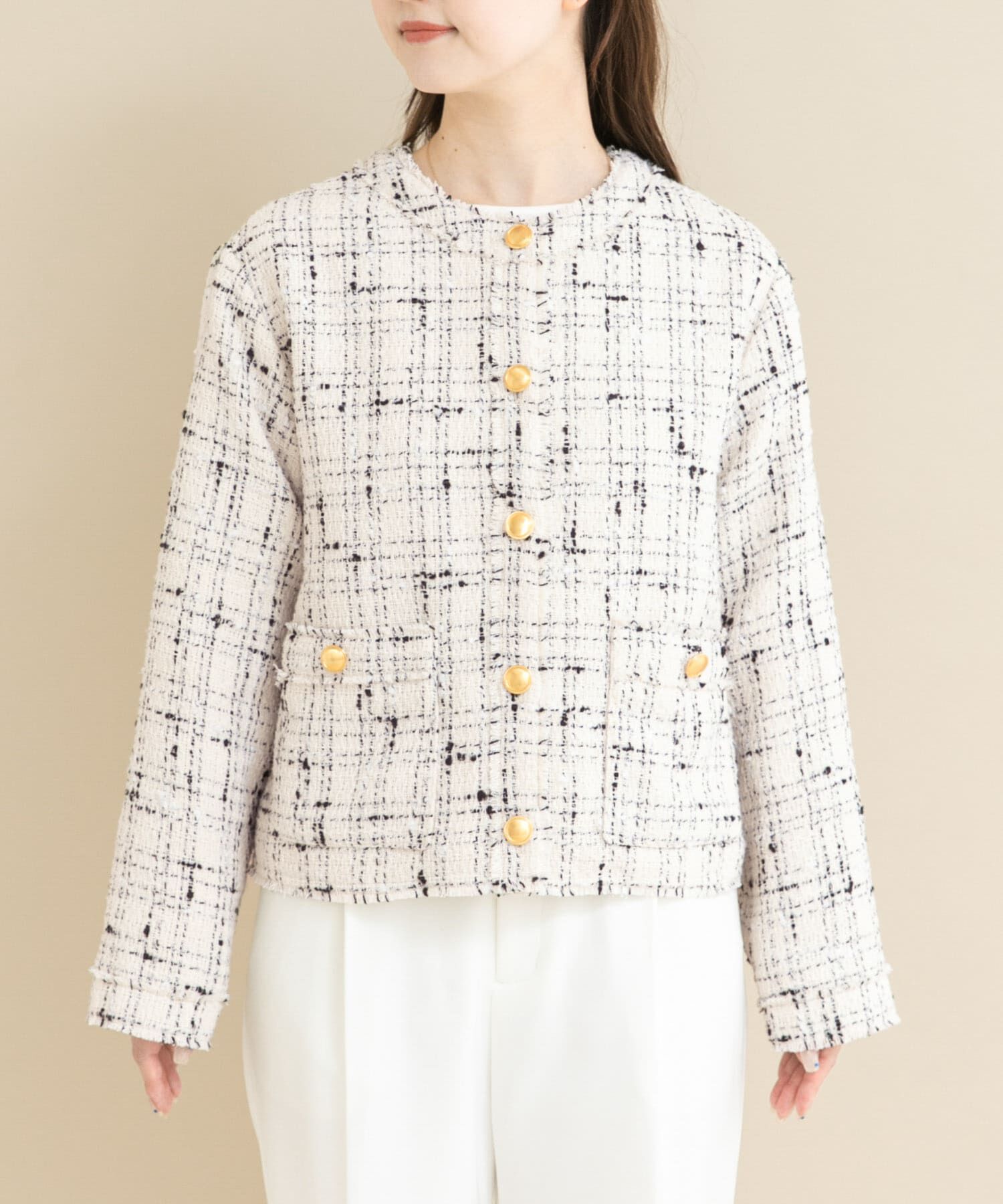 URBAN RESEARCH ROSSO「『WEB限定』ツイードノーカラージャケット」|ノーカラージャケット|