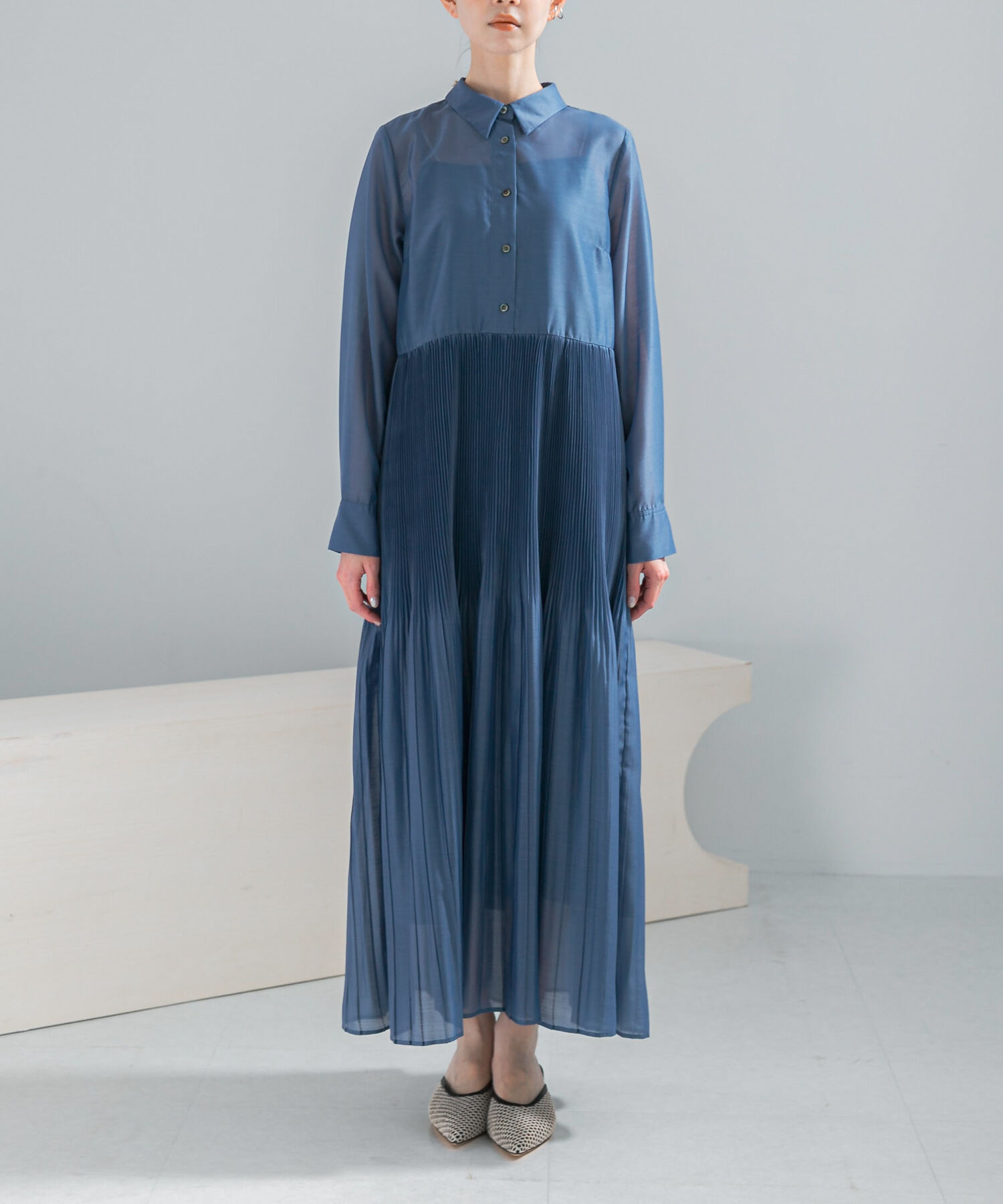 URBAN RESEARCH ROSSO「プリーツロングシャツワンピース」|ワンピース|