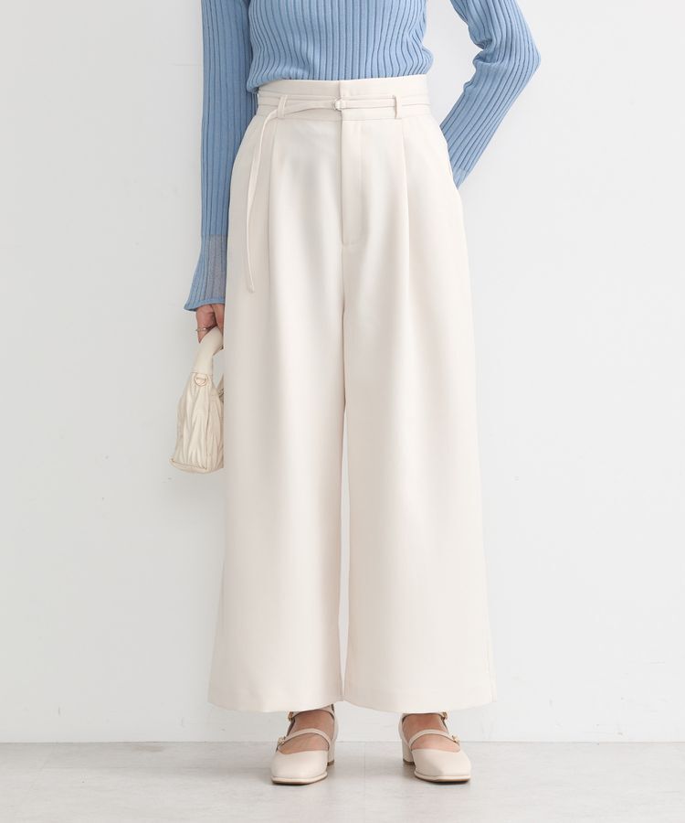 earth music&ecology「ベルト付きワイドパンツ」|その他|Light beige