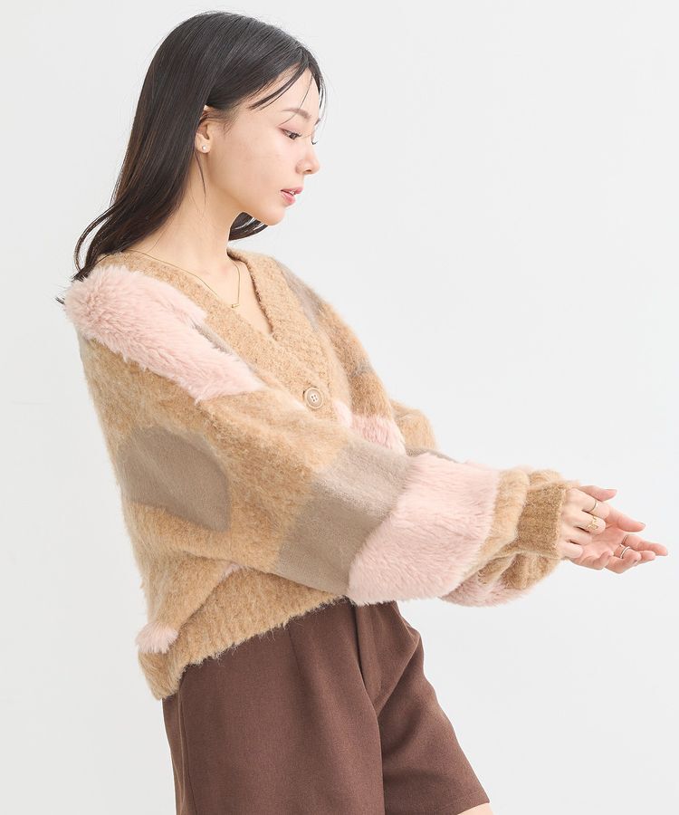 earth music&ecology「フェザーミックスインターシャカーディガン」|カーディガン|