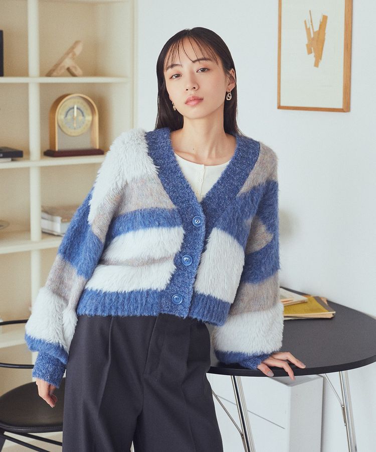 earth music&ecology「フェザーミックスインターシャカーディガン」|カーディガン|