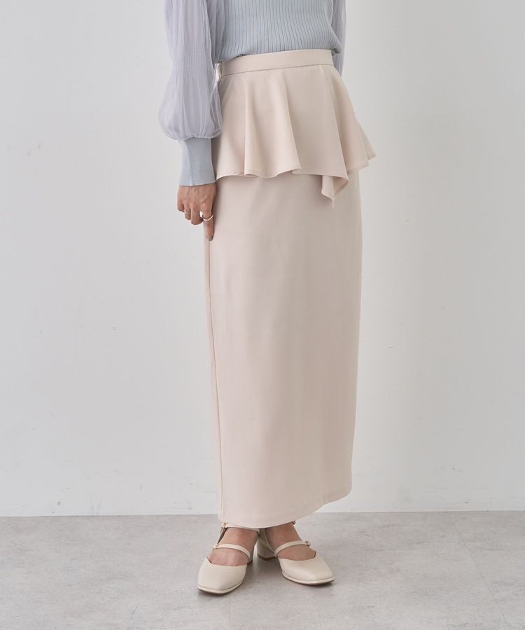 earth music&ecology「ペプラムスカート」|タイト|Light beige