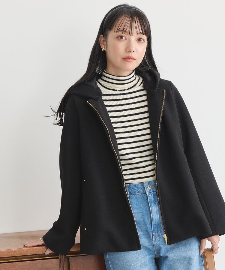 earth music&ecology「2Wayフードショートコート」|その他|Black