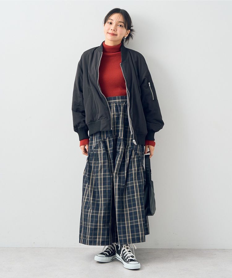 earth music&ecology「メモリータフタチェックスカート」|フレア|