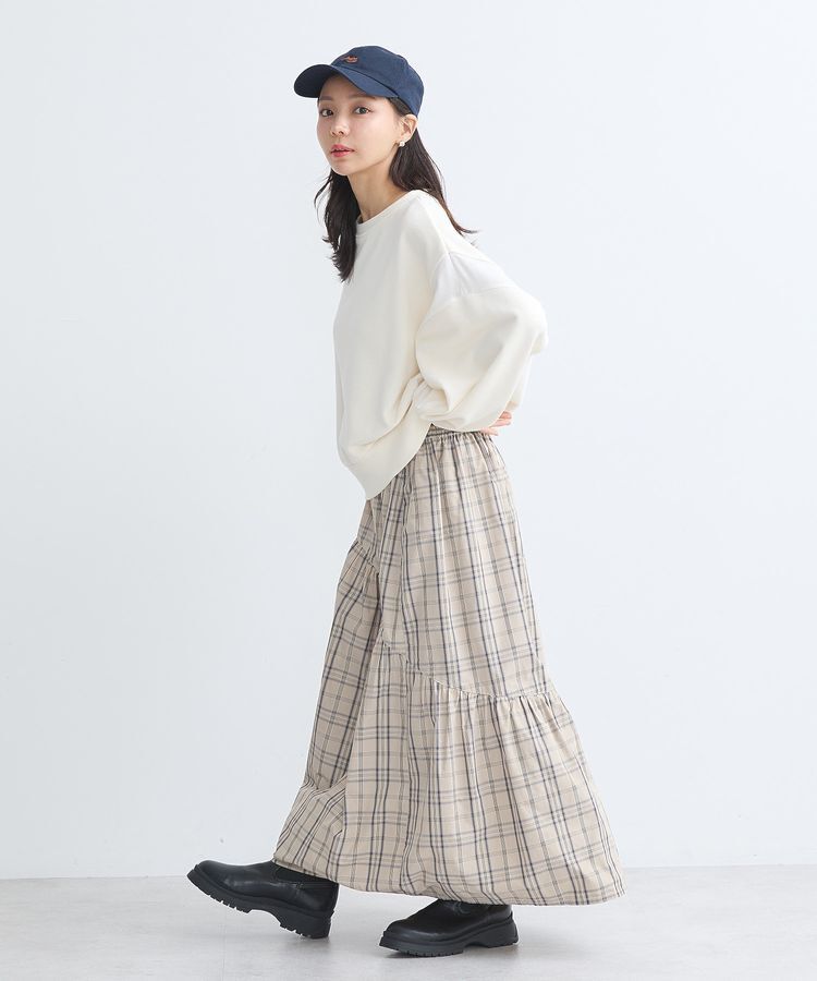 earth music&ecology「メモリータフタチェックスカート」|フレア|