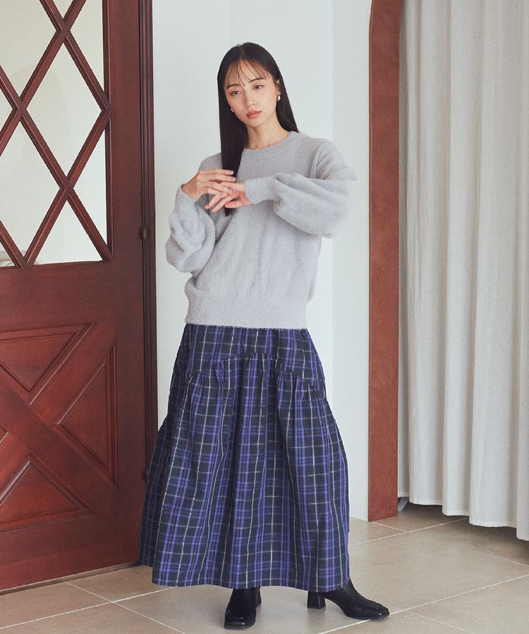 earth music&ecology「メモリータフタチェックスカート」|フレア|