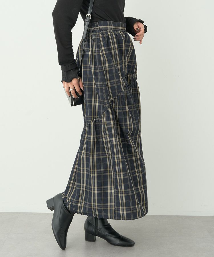 earth music&ecology「メモリータフタチェックスカート」|フレア|