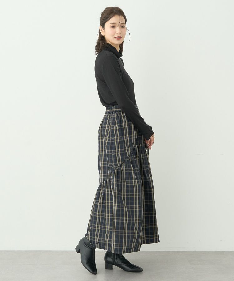 earth music&ecology「メモリータフタチェックスカート」|フレア|