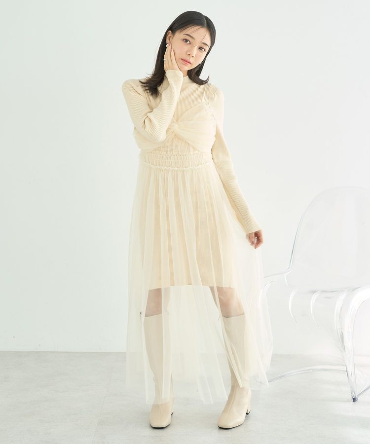 earth music&ecology「ねじりチュールキャミワンピース」|ワンピース|