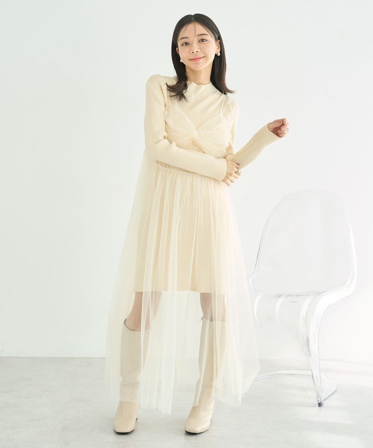 earth music&ecology「ねじりチュールキャミワンピース」|ワンピース|