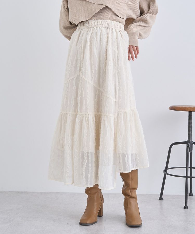 earth music&ecology「エンブロイダリーチュールティアードスカート」|スカート|Ivory