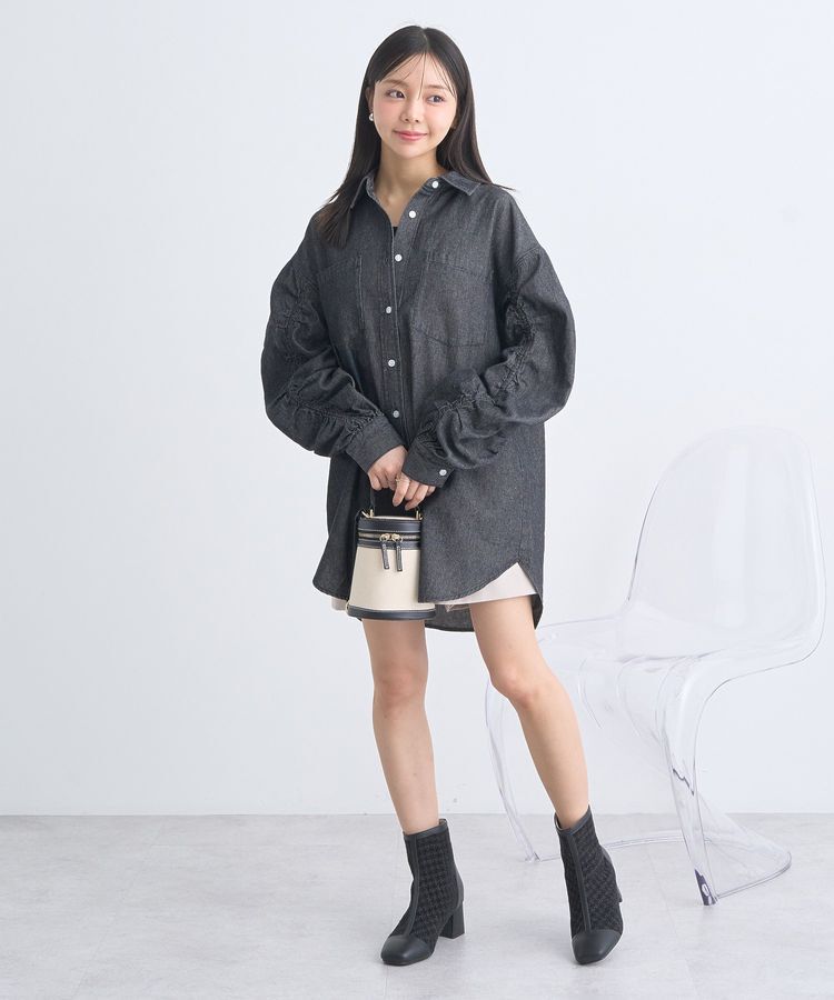 earth music&ecology「シャーリングスリーブデニムシャツ」|シャツ・ブラウス|