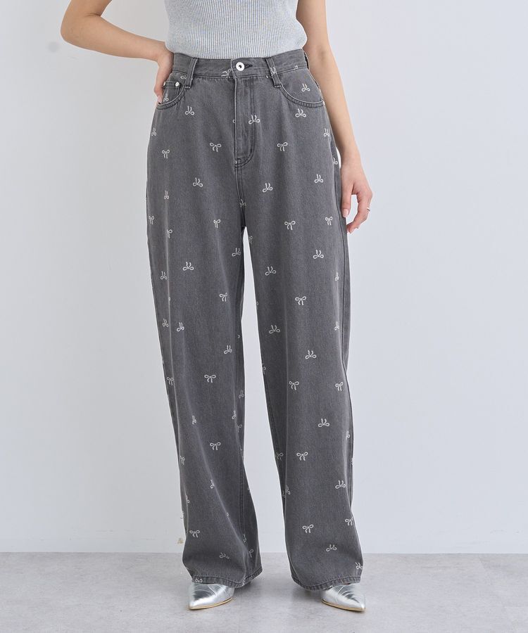 earth music&ecology「リボンプリントデニムパンツ」|デニム|