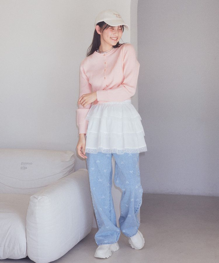 earth music&ecology「リボンプリントデニムパンツ」|デニム|