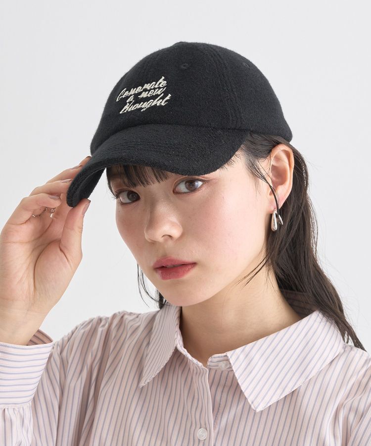 earth music&ecology「メッセージ刺繍パイルキャップ」|その他|Black
