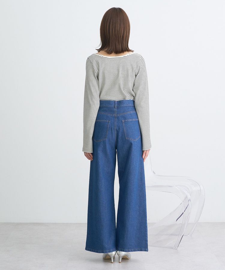 earth music&ecology「ラメデニム タックパンツ」|デニム|