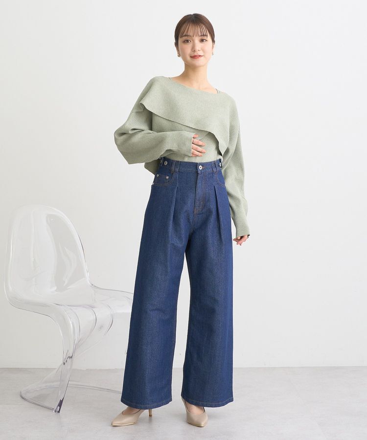 earth music&ecology「ラメデニム タックパンツ」|デニム|