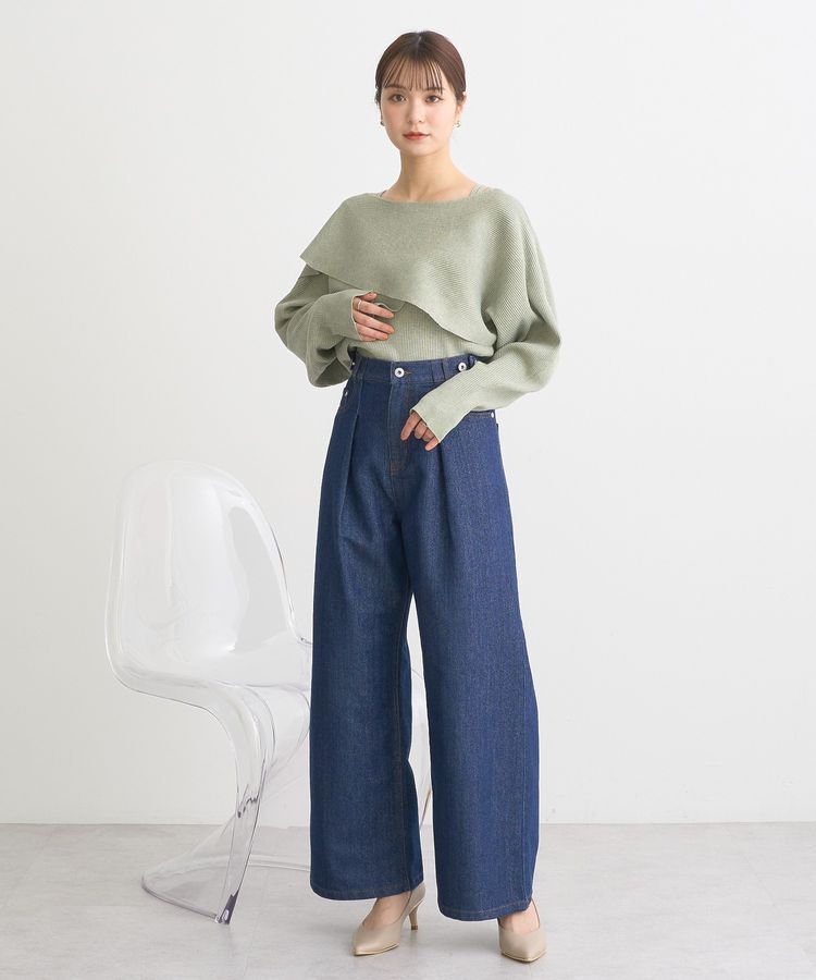 earth music&ecology「ラメデニム タックパンツ」|デニム|