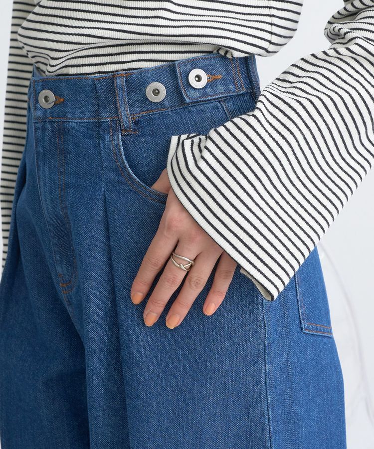 earth music&ecology「ラメデニム タックパンツ」|デニム|