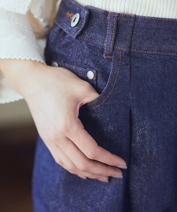 earth music&ecology「ラメデニム タックパンツ」|デニム|