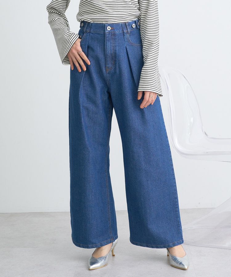 earth music&ecology「ラメデニム タックパンツ」|デニム|