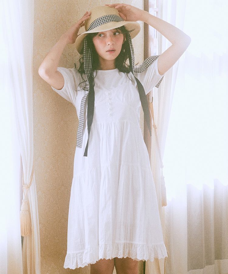 earth music&ecology「コットンティアードキャミワンピース」|ワンピース|