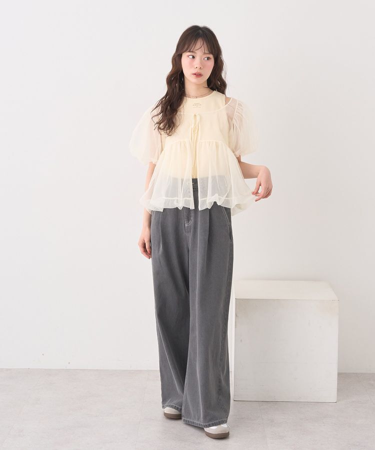 earth music&ecology「ワンポイントロゴ刺繍デニムパンツ」|デニム|