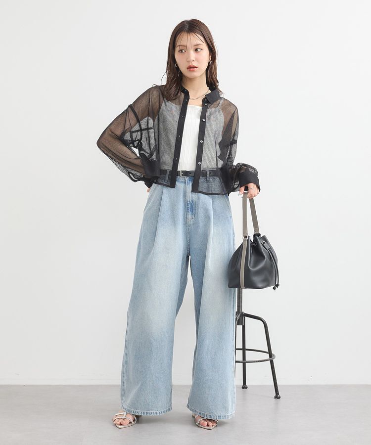 earth music&ecology「ワンポイントロゴ刺繍デニムパンツ」|デニム|