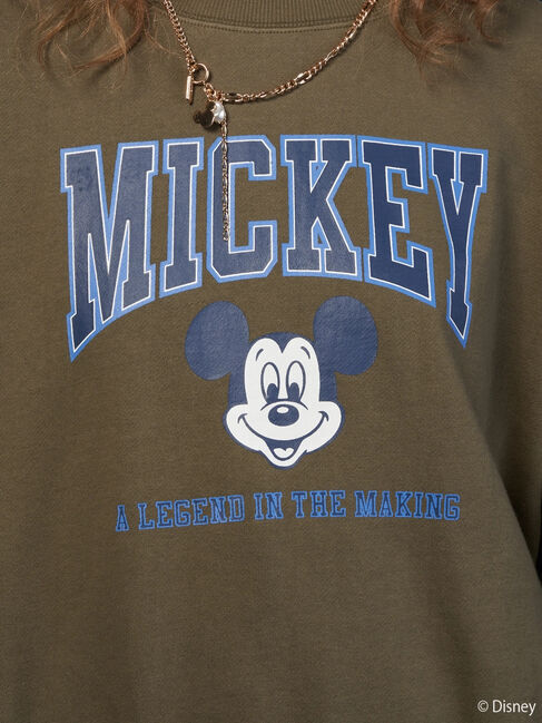  「カレッジロゴ風裏起毛プルオーバー/Mickey」|Tシャツ・カットソー|