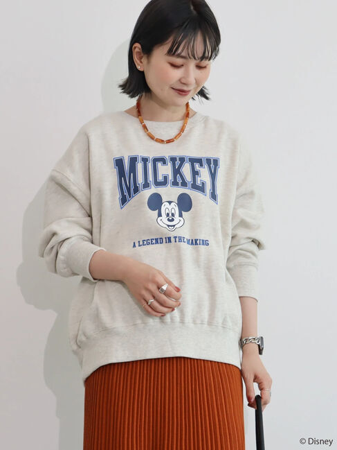  「カレッジロゴ風裏起毛プルオーバー/Mickey」|Tシャツ・カットソー|