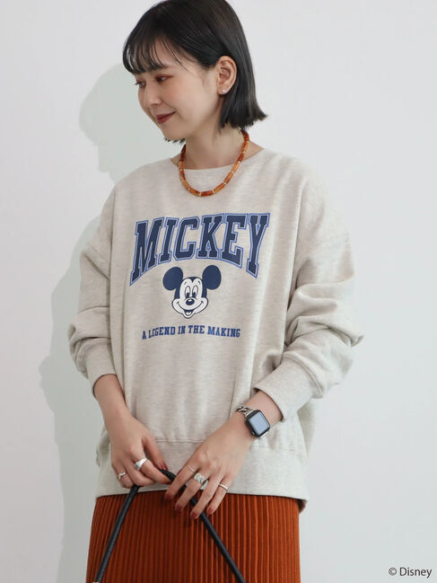  「カレッジロゴ風裏起毛プルオーバー/Mickey」|Tシャツ・カットソー|