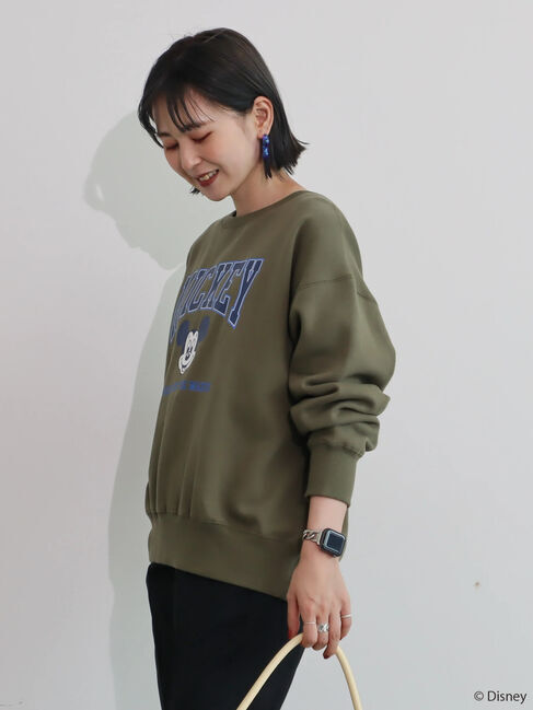  「カレッジロゴ風裏起毛プルオーバー/Mickey」|Tシャツ・カットソー|