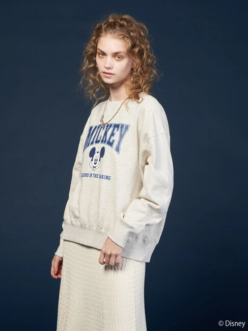  「カレッジロゴ風裏起毛プルオーバー/Mickey」|Tシャツ・カットソー|
