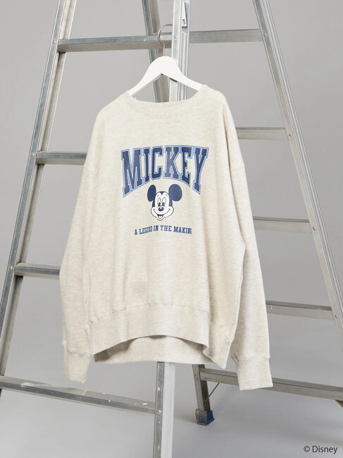  「カレッジロゴ風裏起毛プルオーバー/Mickey」|Tシャツ・カットソー|