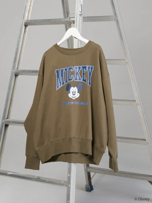  「カレッジロゴ風裏起毛プルオーバー/Mickey」|Tシャツ・カットソー|