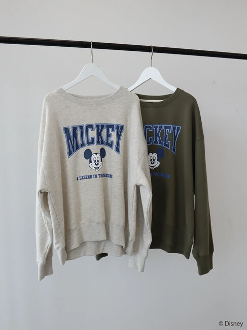  「カレッジロゴ風裏起毛プルオーバー/Mickey」|Tシャツ・カットソー|