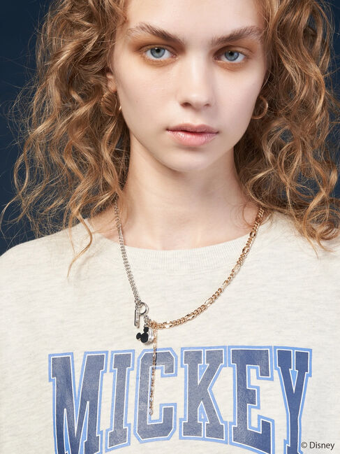  「カレッジロゴ風裏起毛プルオーバー/Mickey」|Tシャツ・カットソー|