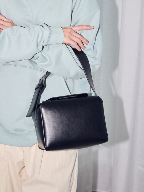  「ボックスショルダーバッグ」|ハンドバッグ|ブラック