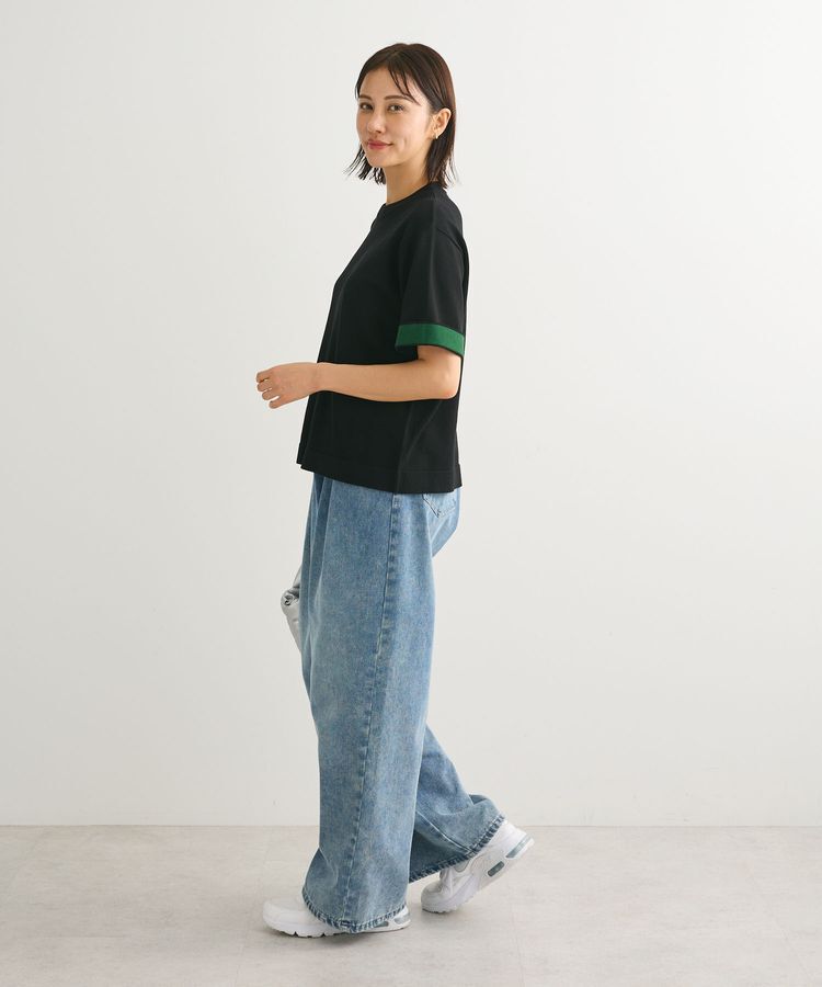 Green Parks「袖裏配色5分袖ニットプルオーバー」|ニット・セーター|