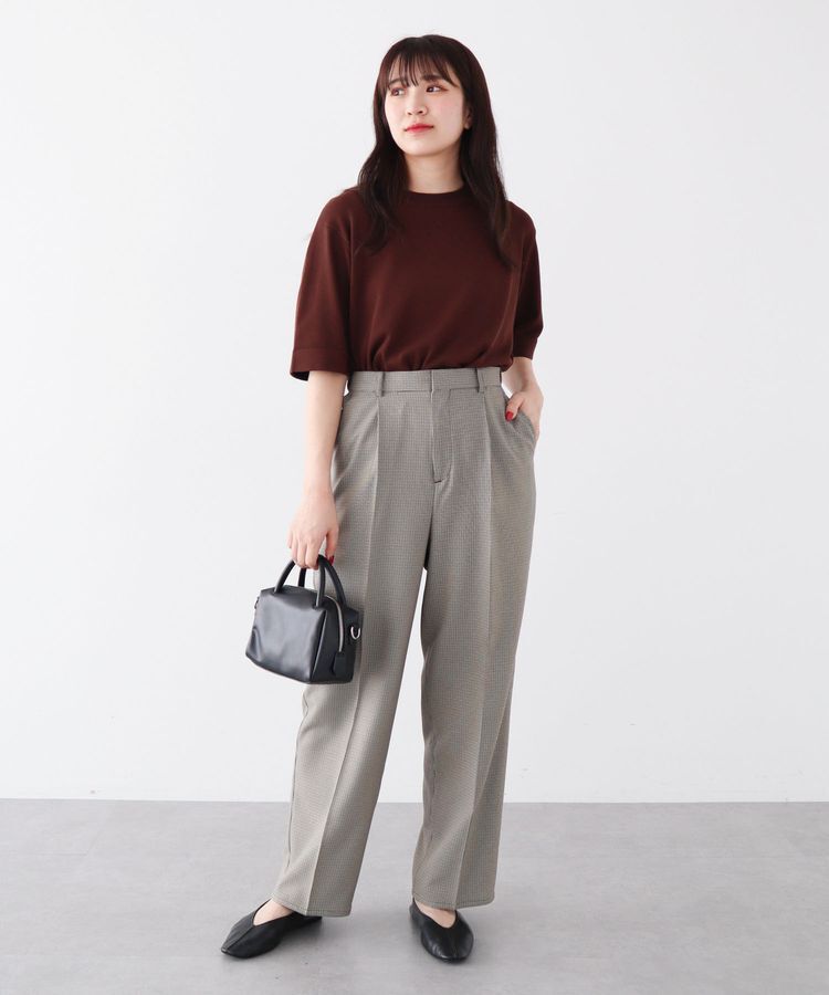 Green Parks「袖裏配色5分袖ニットプルオーバー」|ニット・セーター|