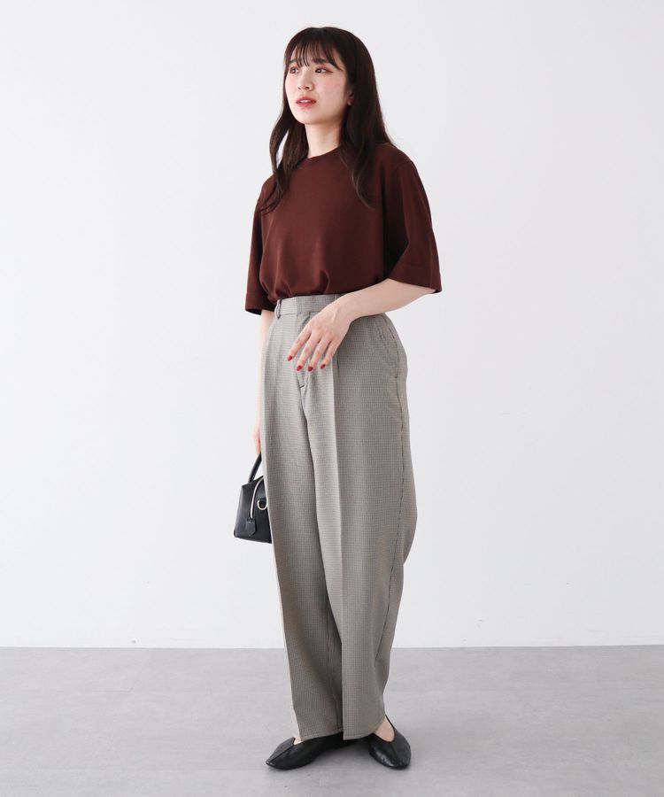 Green Parks「袖裏配色5分袖ニットプルオーバー」|ニット・セーター|