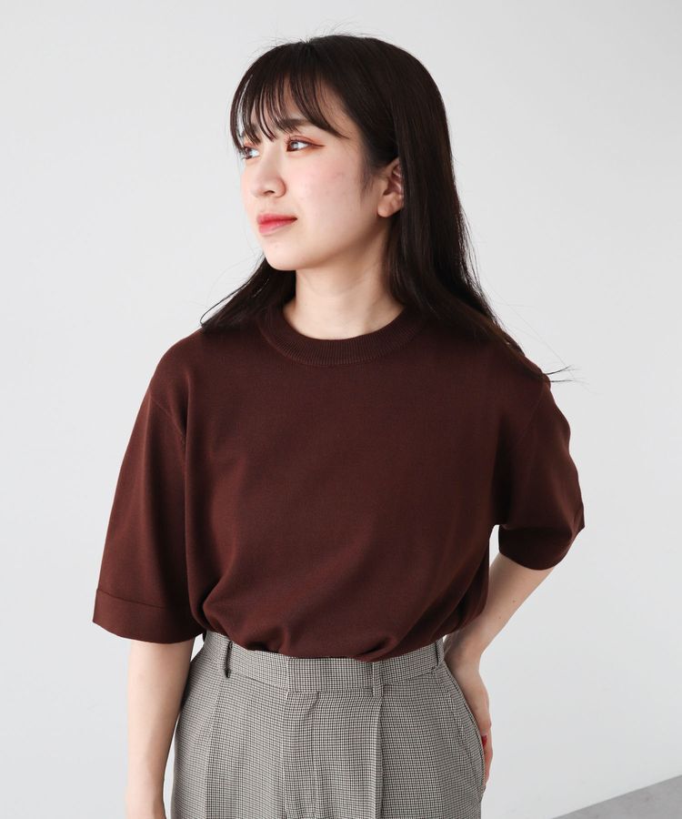 Green Parks「袖裏配色5分袖ニットプルオーバー」|ニット・セーター|