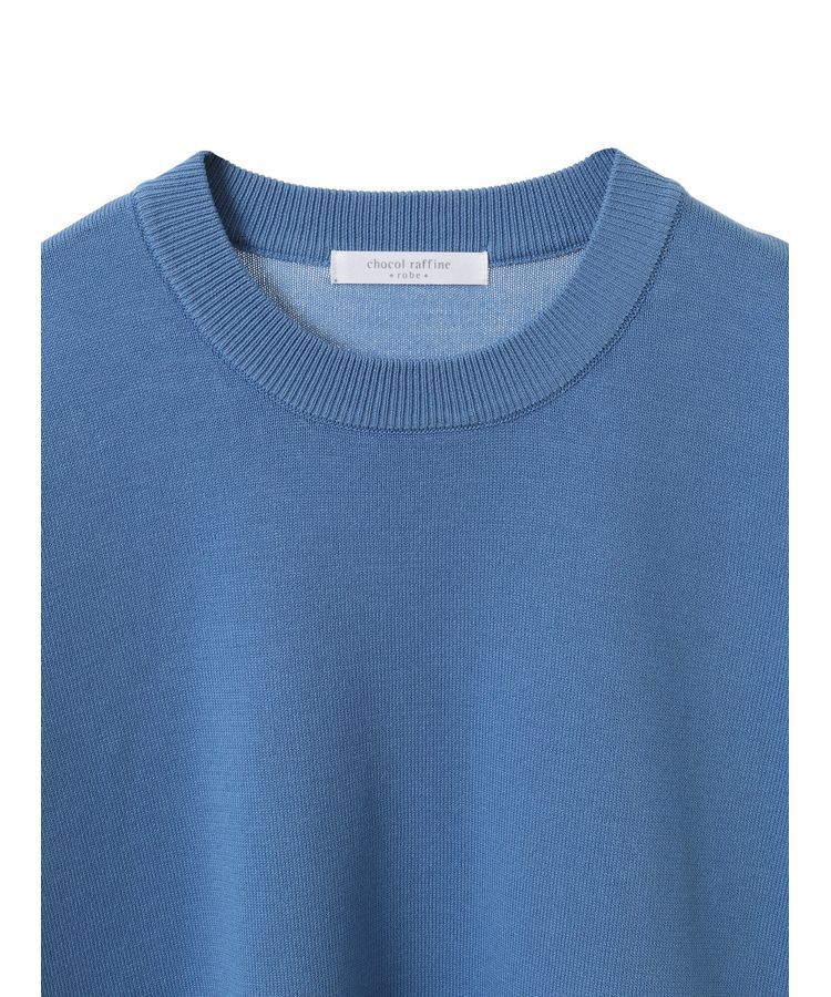 Green Parks「袖裏配色5分袖ニットプルオーバー」|ニット・セーター|