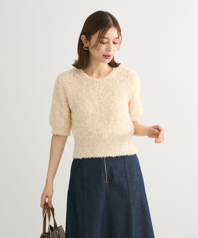 Green Parks「テープヤーン半袖ニットプルオーバー」|ニット・セーター|