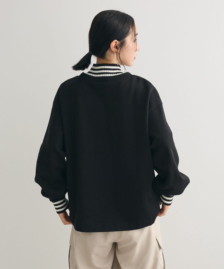 Green Parks「配色リブニットドッキング裏起毛プルオーバー」|スウェット・ジャージ|