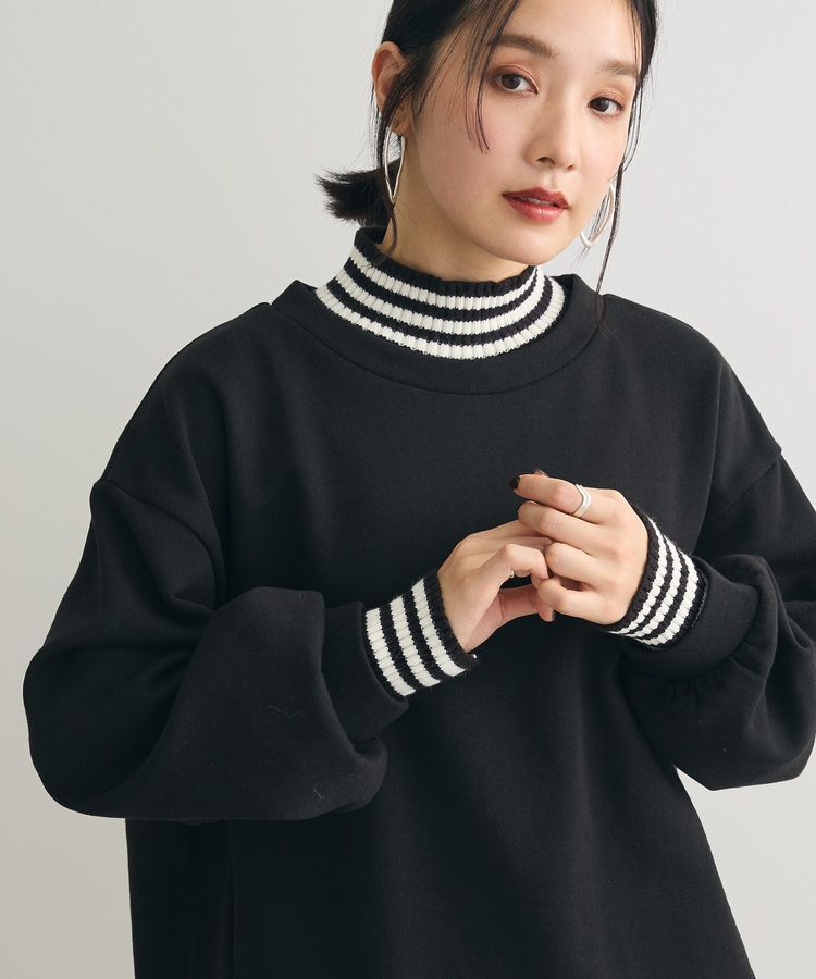 Green Parks「配色リブニットドッキング裏起毛プルオーバー」|スウェット・ジャージ|
